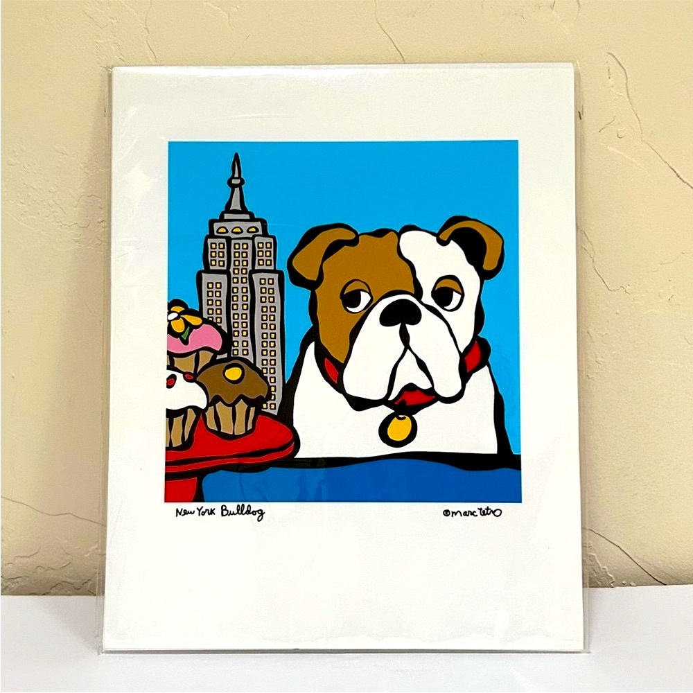 NEW Marc Tetro New York Bulldog Print Empire State Building Cupcakes 8 x 10